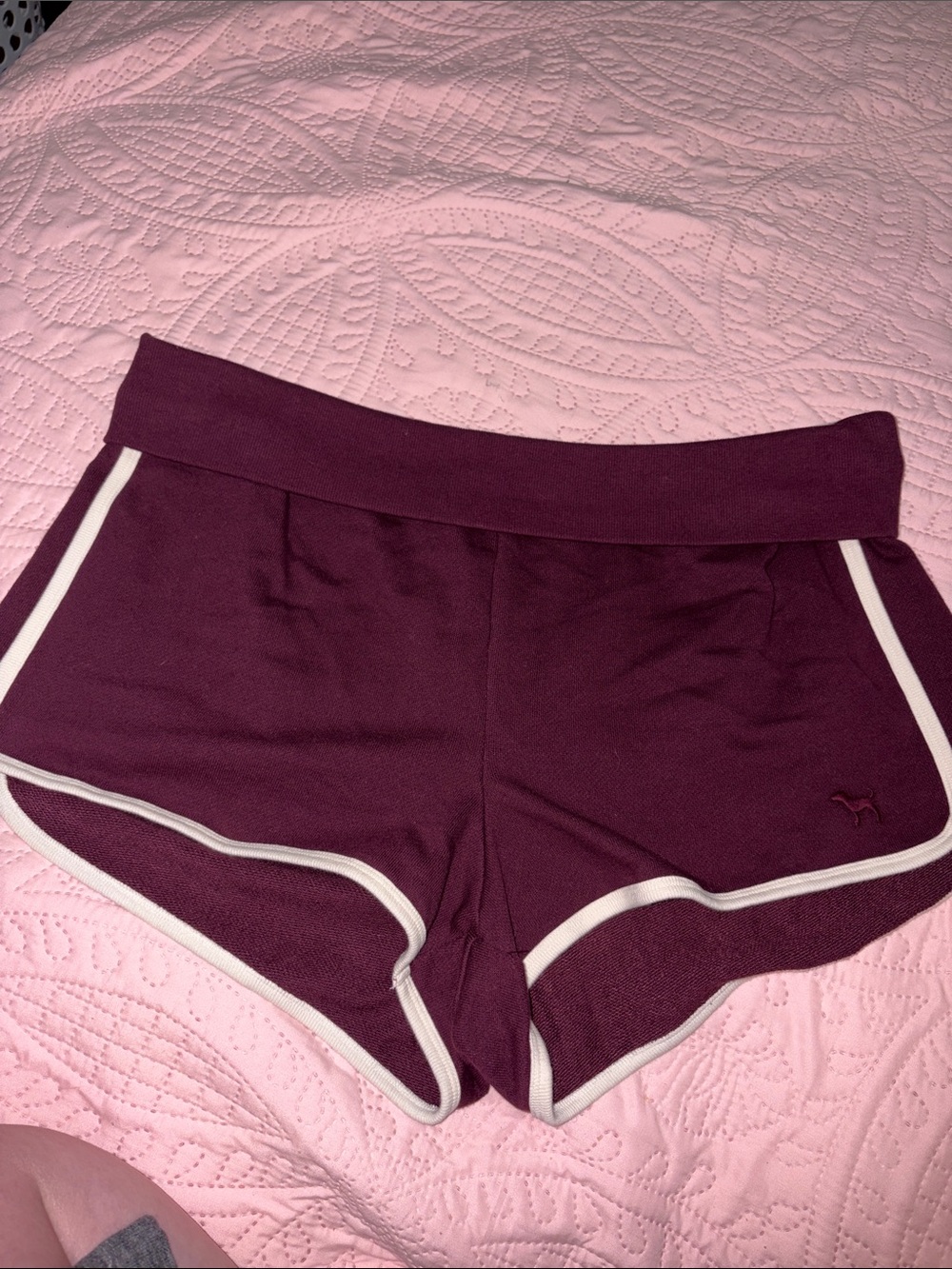 PINK Victoria's Secret Plum Athletic Shorts with White Trim